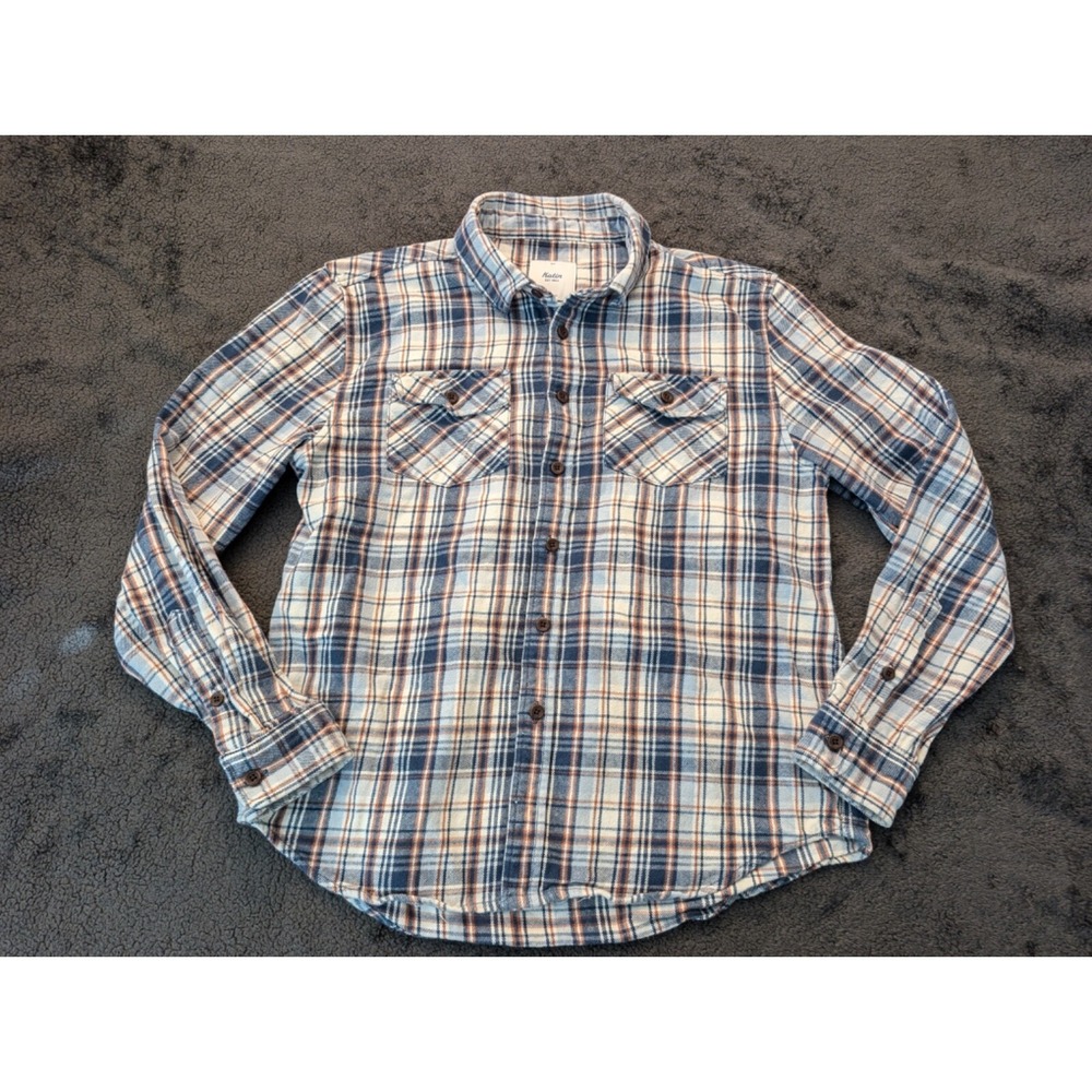 Mens Katin Flannel Shirt Sz S Small Blue/Orange/White